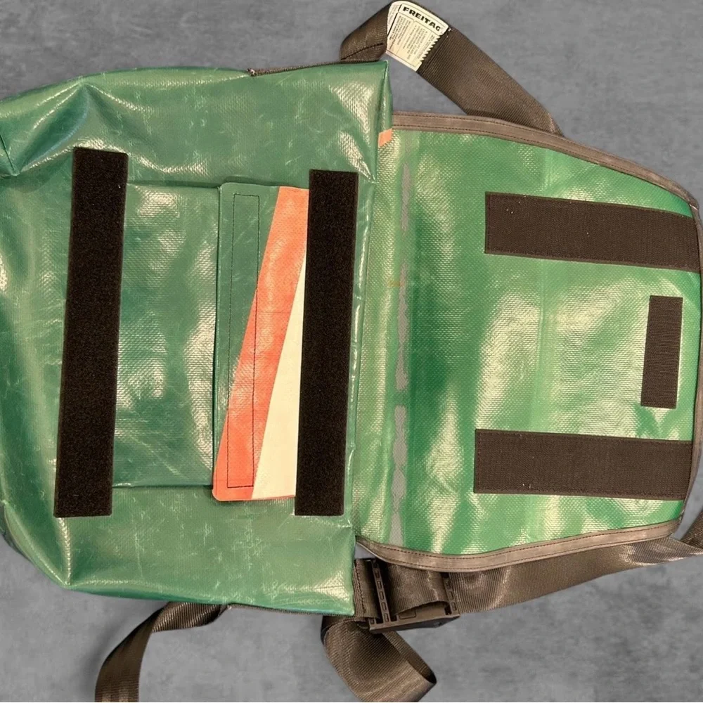 Freitag Green and White Messenger Bag